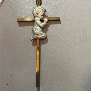 Source Unknown Gold and Silver Praying Child Cross